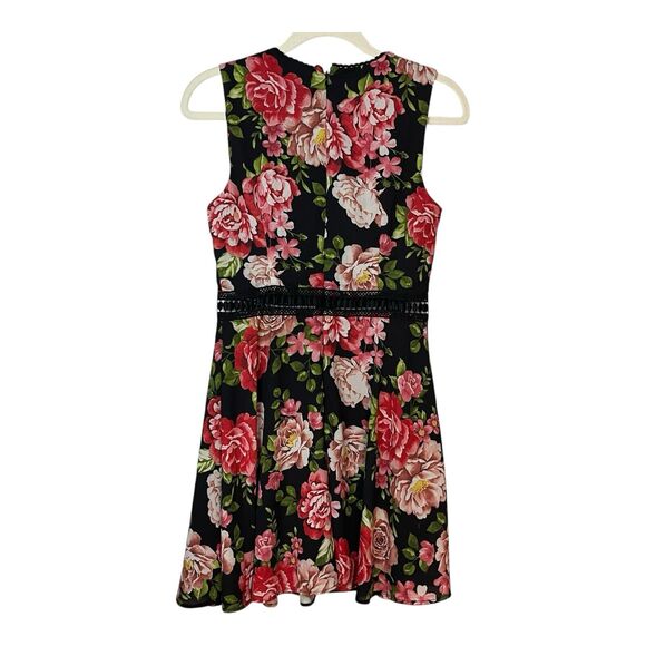 Disney Princess Juniors Small Black Pink Lace Floral Skater Dress Fit & Flare - Picture 2 of 9